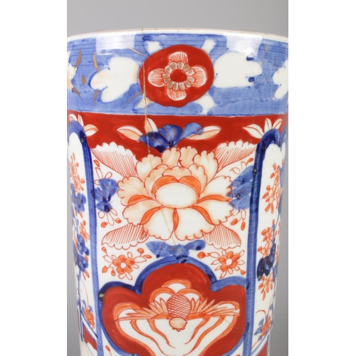 53 - An antique Japanese Imari cylindrical vase. 30.5cm.