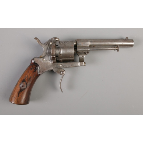 60 - A late 19th/early 20th century Belgian pinfire revolver with hammer action.