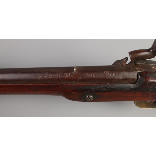 65 - A 19th century percussion cap rifle bearing Jaipur Armoury markings to 37inch barrel.