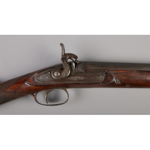 66 - A 19th century percussion cap rifle, the 34inch barrel marked for Ward & Sons London.