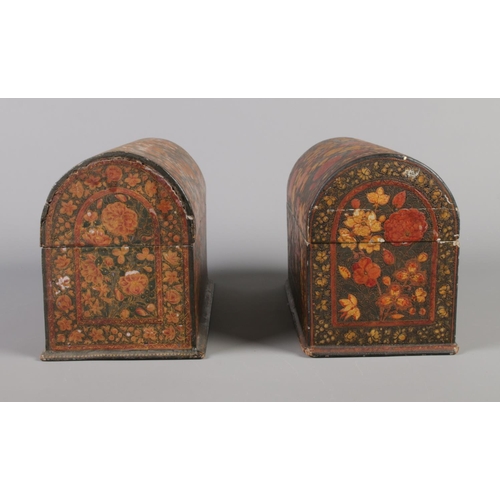 71 - Two early 20th century Indian Kashmir stationary boxes, both having floral decoration.