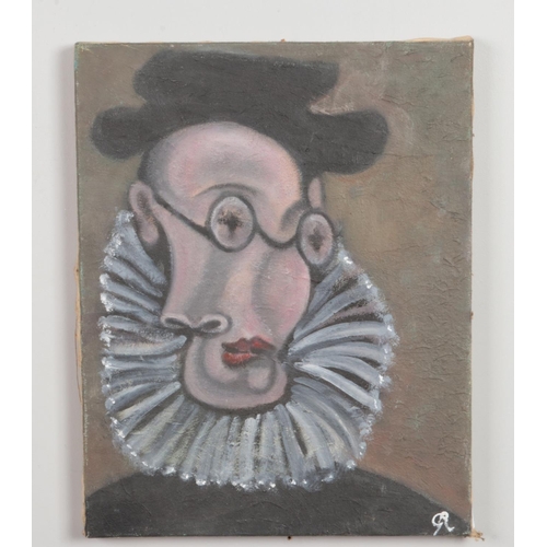 155 - After Pablo Picasso, an unframed oil on canvas, head and shoulders portrait of Jaime Sabartes, signe... 