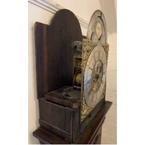 197 - A Georgian mahogany eight day longcase clock by Thomas Ogden, Halifax. With twin swan neck pediment.... 