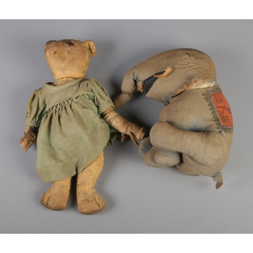 218 - A pair of vintage teddies including elephant and bear example.