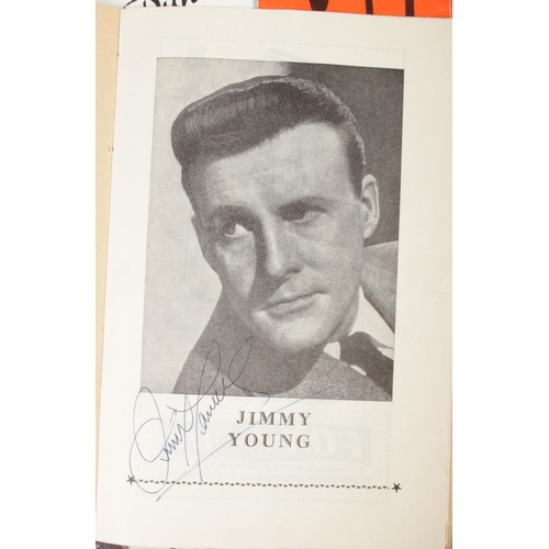 219 - A small collection of ephemera. Jazz and theatre programmes including signed Jimmy Young example, Le... 