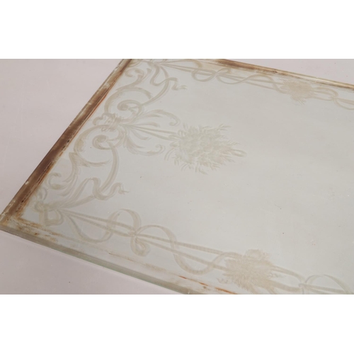 417 - A French etched glass window panel featuring floral design. Dimensions 100cm x 60.5cm