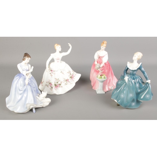 140 - Four Royal Doulton lady figurines. Including Shirley HN2702, Alexandra HN3292, etc.