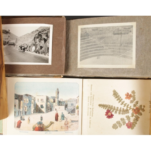 143 - A quantity of Jerusalem/Nazareth woodenware. Including album titled Flowers and Views of the Holy La... 