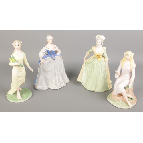 151 - Two Franklin Porcelain figures along with two other similar figures.