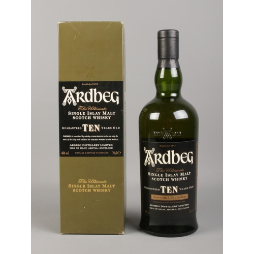 16 - A boxed and sealed bottle of Ardbeg ten years old Single Islay Malt Scotch Whisky (70cl).