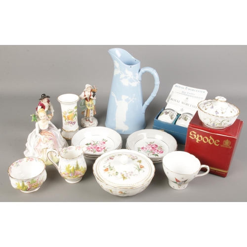 175 - A quantity of ceramics. Including Shelley Eastern Star teacup, Shelley Bridesmaid design plates, fig... 