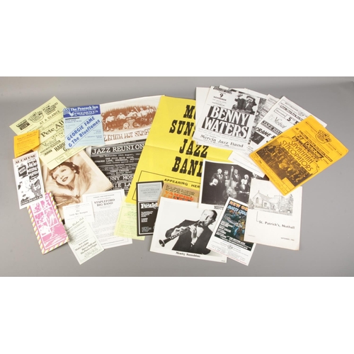 182 - A collection of Jazz memorabilia. To include posters, booklets and vintage celebrity book etc.