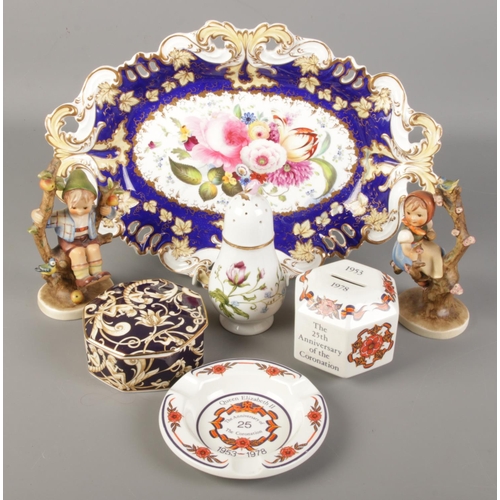 188 - A collection of ceramics. Includes 19th century hand painted dish, Goebel, Wedgwood etc.