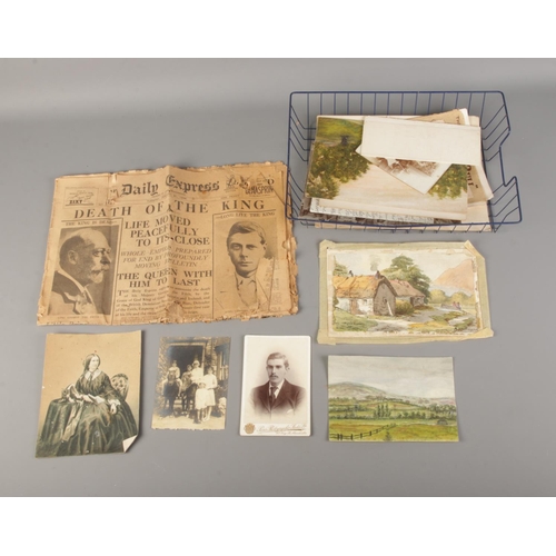 206 - A quantity of ephemera including photograph, copy of The Daily Express dated 21st January 1936 and s... 