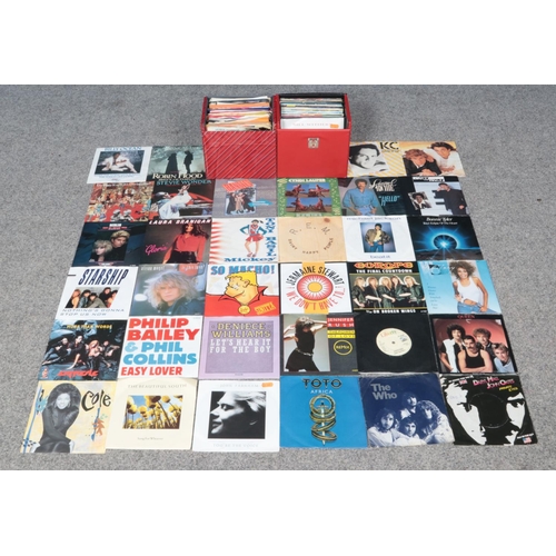 222 - Two carry cases containing a good collection of single rock and pop vinyl records. To include: Micha... 