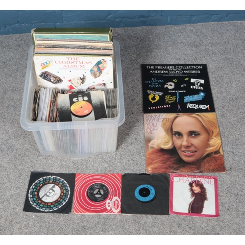 234 - A box of assorted records including selection of singles. To include Doris Day, Tammy Wynette, Nat K... 