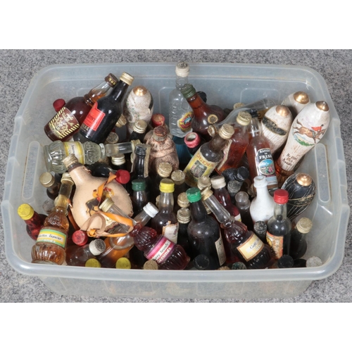 285 - A box of alcohol miniatures. Includes Ye Olde Pub Handles, Sherry, Brandy etc.