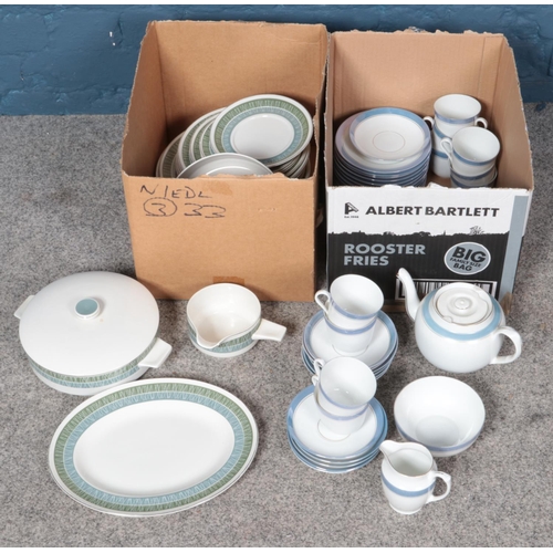 294 - A box of Midwinter dinnerwares in the Whitehill design along with a blue and white Czechoslovakian t... 