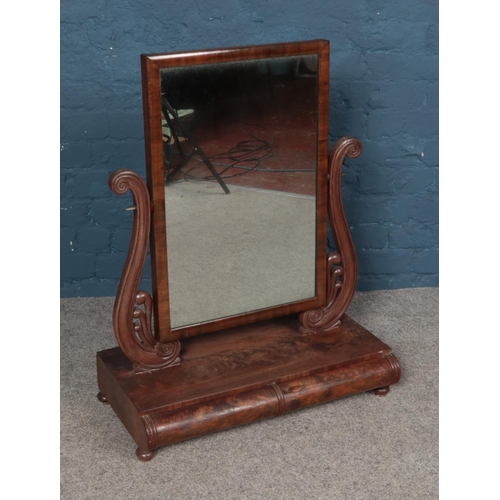 306 - A large mahogany dressing table mirror featuring two drawers within base. Total dimensions including... 