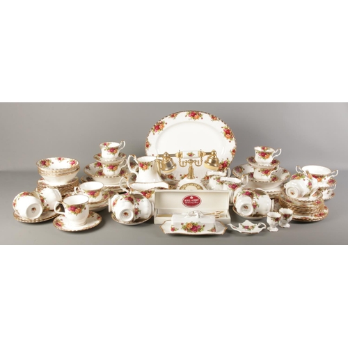 49 - An extensive collection of Royal Albert Old County Roses ceramics. To include telephone, egg cups, l... 