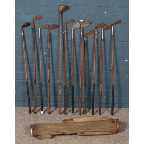 345 - A quantity of vintage golf clubs. Including Geo Duncan Akros Model, Brassie, St Andrew Mashie, etc.