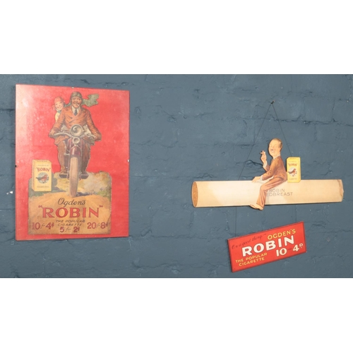 54 - Two vintage advertising displays for Ogden's Robin Cigarettes.