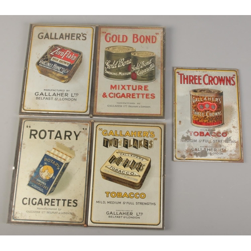 57 - Five metal advertising signs for Gallaher Ltd cigarettes and tobacco.