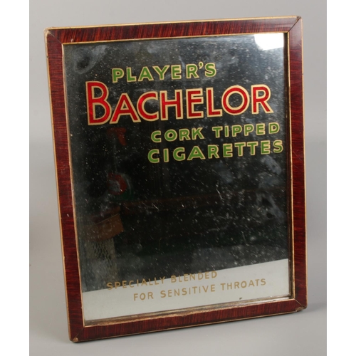 393 - A small advertising mirror for Player's Bachelor Cork Tipped Cigarettes. 27.5cm x 22.5cm.