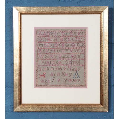 400 - A George IV sampler, mounted in later frame. By Ann Kay, Aged 9. 21st June 1825, National School, Yo... 