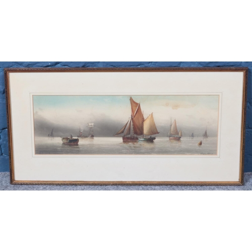 407 - Four framed watercolour paintings; including three seascapes - one title 'Off Yarmouth' by Garman Mo... 