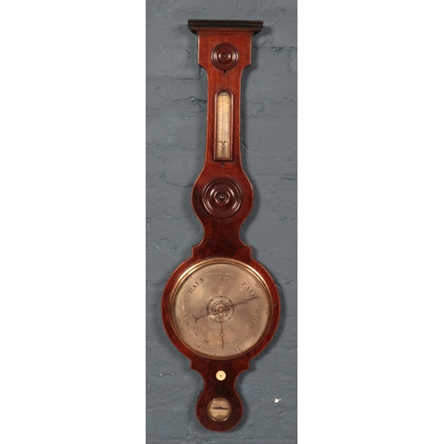 409 - A Victorian mahogany banjo barometer by J Predary.