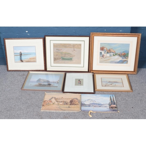 428 - A quantity of water colour paintings mainly depicting landscapes. To include H.Adams, M.Lovegrove an... 