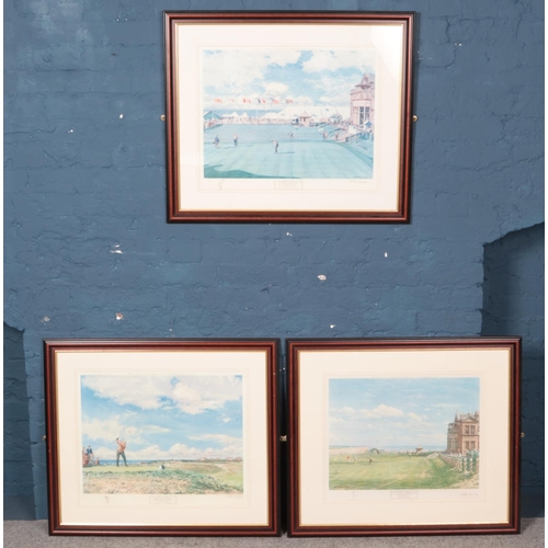 433 - Arthur Weaver, Three framed golfing prints. Signed by the artist in pencil, Including The Master Str... 