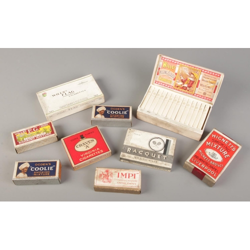 71 - Nine vintage dummy tobacco and cigarette packets, includes Wills's Passing Clouds example.