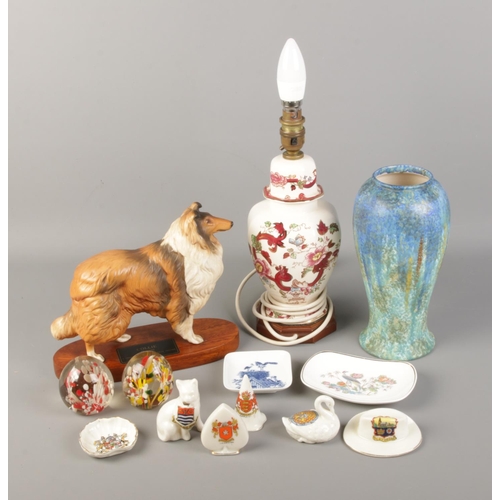 72 - A quantity of assorted ceramics including Beswick Connoisseurs Border Collie, selection of Crested W... 