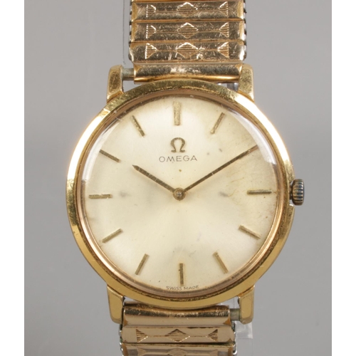 456 - A Gent's gold plated Omega automatic wristwatch, on rolled gold expanding strap. With silvered dial ... 