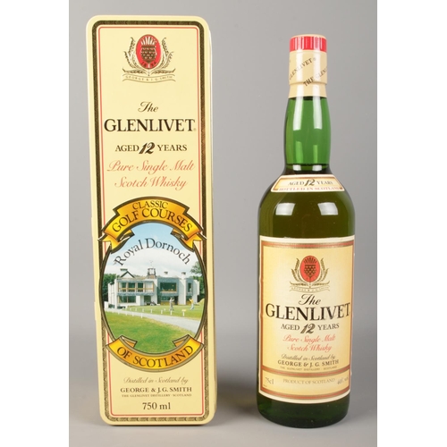 74 - A boxed bottle of The Glenlivet 12 Years Pure Single Malt Scotch Whisky, in display tin for 'Classic... 