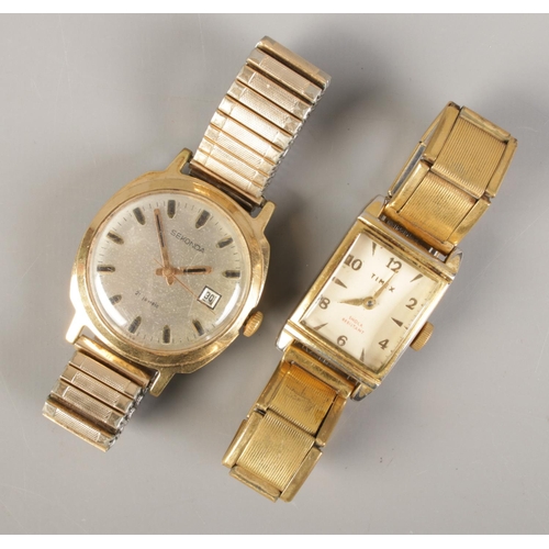 506 - Two Gent's wristwatches; a Sekonda automatic wristwatch with 21 jewel movement, baton markers and da... 