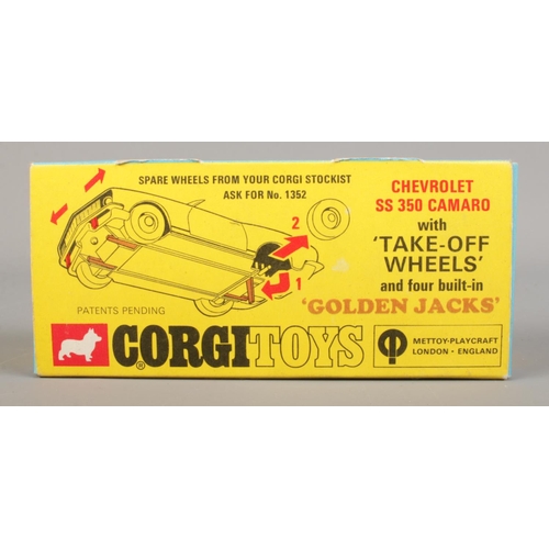 85 - Corgi - No. 338; A boxed Chevrolet SS 350 Camaro die-cast model, with red interior and leaflet.