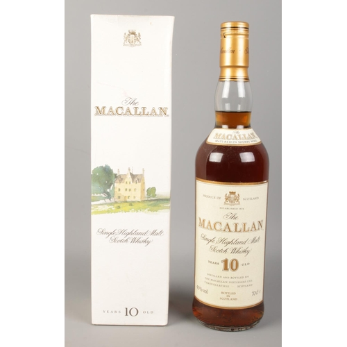 520 - The Macallan; A full, boxed and sealed bottle of 10 years old Single Highland Malt Scotch Whisky. 70... 