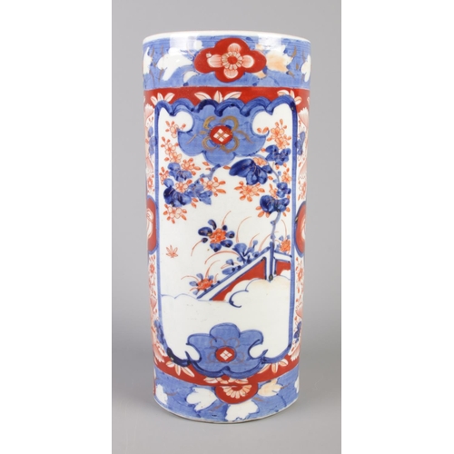 121 - An antique Japanese Imari cylindrical vase. 30.5cm.