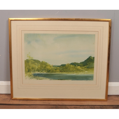 302 - A William Russell Flint print in gilt frame depicting river landscape, signed in pencil lower right ... 