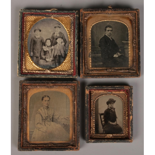 101 - Four 19th century miniature daguerreotype/ambrotype portraits.