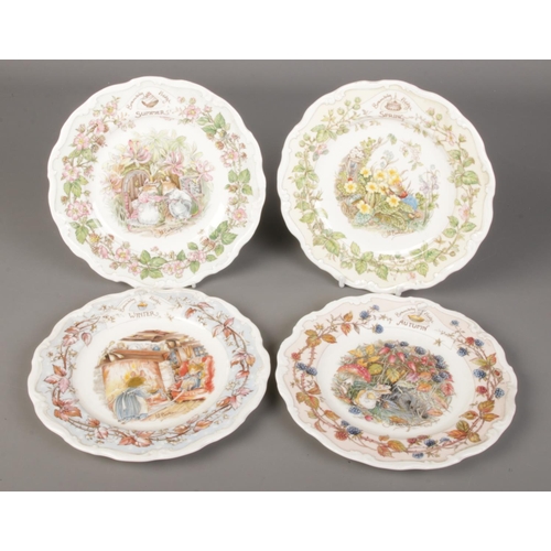 106 - Four Royal Doulton Brambly Hedge Four Seasons plates. Diameter 21cm.