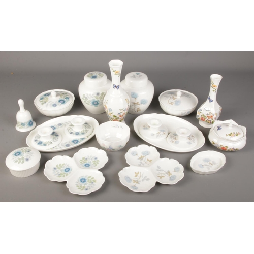 117 - A collection of Wedgwood and Aynsley bone china in the Ice Rose, Clementine and Cottage Garden patte... 