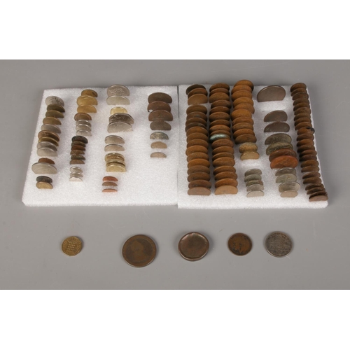 134 - A collection of mostly pre-decimal British coins to include two George III Wheel Pennies, Shillings,... 