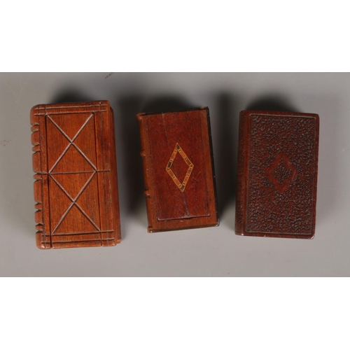 170 - A pair of mahogany snuff boxes including parquetry decorated example. Also includes paper weight in ... 