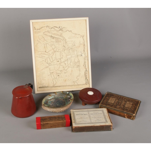 176 - A quantity of assorted collectables including Magic Lantern slides, Dr. Ritchter's Stone Building Bl... 