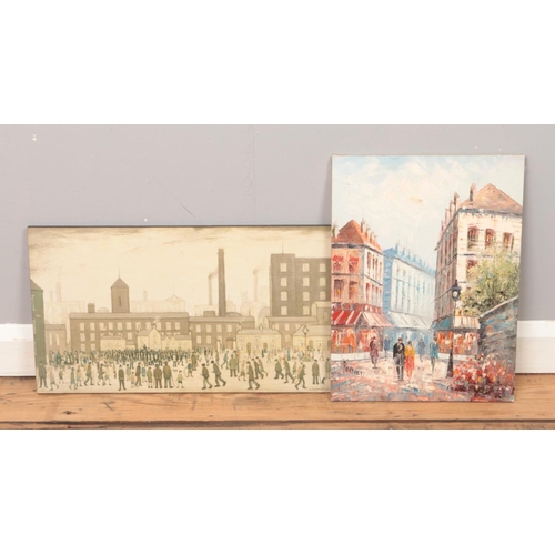 288 - A large quantity of pictures and prints. To include an oil on board of a street scene (signed Barnet... 