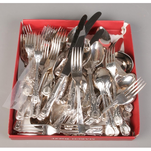 68 - A collection of George Butler silver plated kings pattern cutlery.